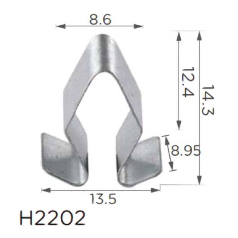 Скоба H2202 В=14.3 Д=13.5 Ш=9 VW, AUDI, SKODA,SEAT (4A0-867-276, 4A0867276)( уп. 100 шт.)