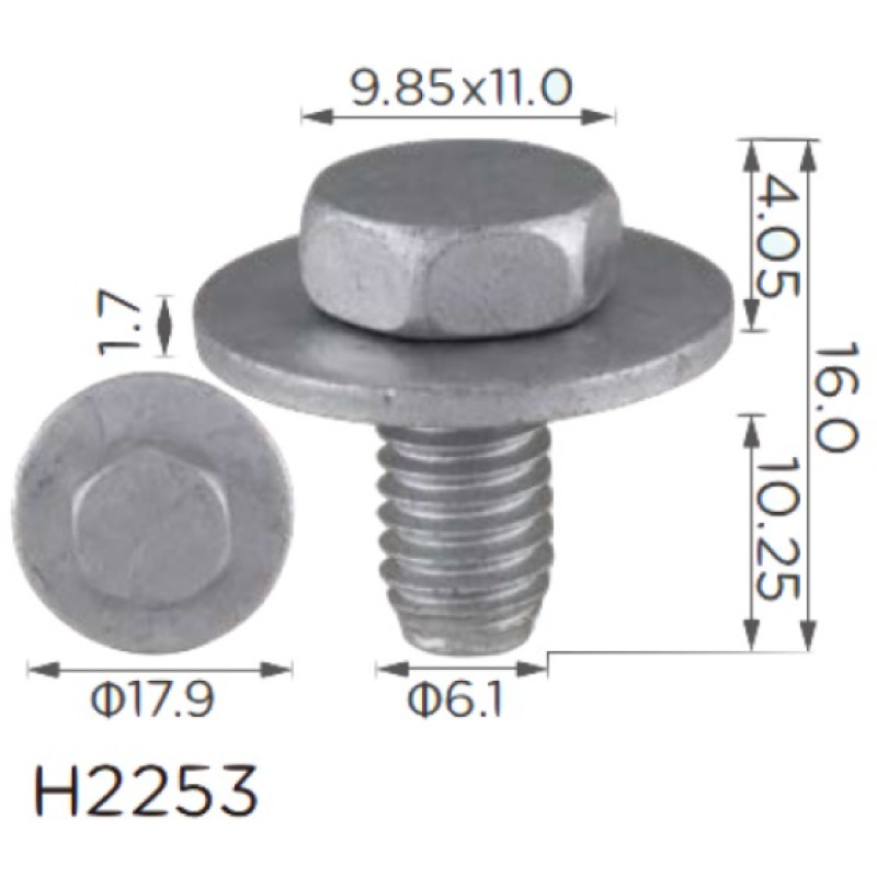 Гвинт H2253 з шайбоюVW,GREAT WALL,AUDI,SEAT,SKODA(N10009110,N10009112,C1430612F3E*,19808)( уп. 100 ш Гвинт H2253 з шайбоюVW,GREAT WALL,AUDI,SEAT,SKODA(N10009110,N10009112,C1430612F3E*,19808)( уп. 100 ш