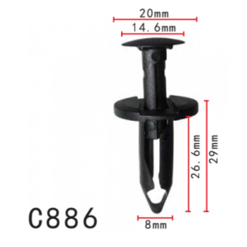 Кліпси C0886 розпірні GM, FORD (11518017, W708530-S300, W708530S300, 11829) (уп.100шт) Кліпси C0886 розпірні GM, FORD (11518017, W708530-S300, W708530S300, 11829) (уп.100шт)
