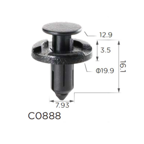 Кліпси C0888 розпірні NISSAN, RENAULT (11296AG000, 11296-AG000, 11405) (уп.100шт) Кліпси C0888 розпірні NISSAN, RENAULT (11296AG000, 11296-AG000, 11405) (уп.100шт)