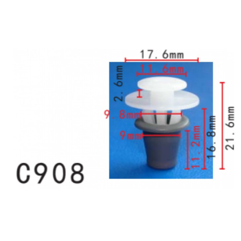 Кліпси C0908 молдингу/дверей Citroen VW Audi 95667895 37853575 ( уп. 100 шт.) Кліпси C0908 молдингу/дверей Citroen VW Audi 95667895 37853575 ( уп. 100 шт.)