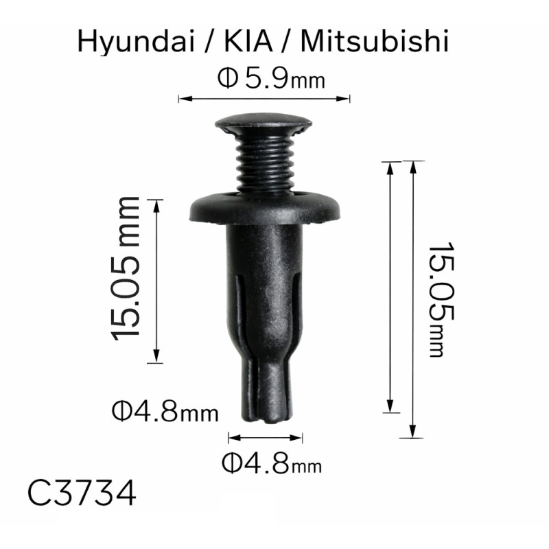 Кліпси C3734 решітка радіатора Hyudai KIA Mitsubishi 8659028000 ( уп. 100 шт.)