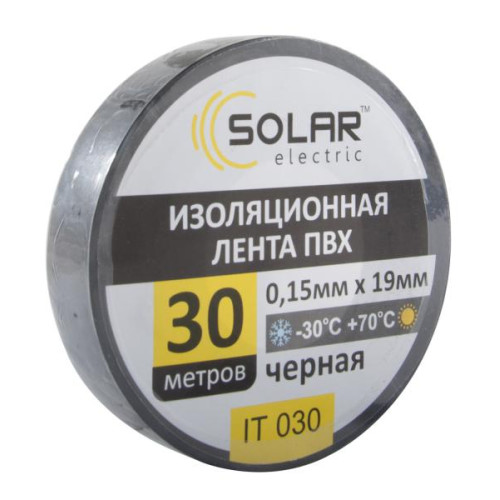 Ізолента PVC 30m чорна "SOLAR" -30*С -+70*С (уп.10шт)