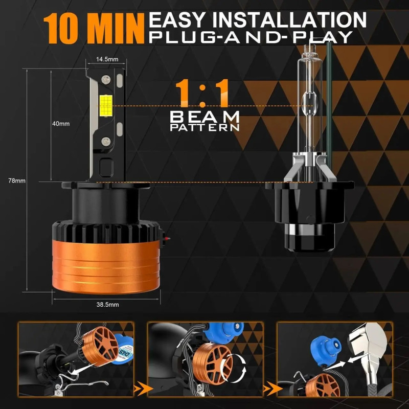 Лампа LED D2S-D30 110W 12000Lm 3570-chip DC12V 6000K IP68 +200% яскравіше Лампа LED D2S-D30 110W 12000Lm 3570-chip DC12V 6000K IP68 +200% яскравіше