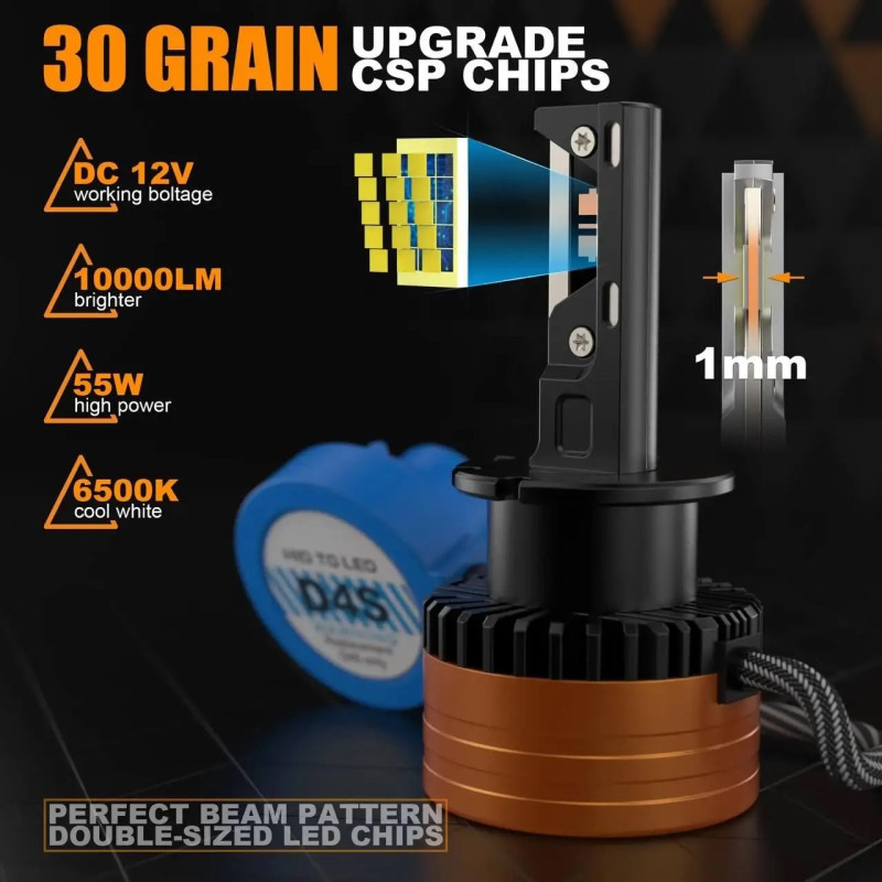 Лампа LED D2S-D30 110W 12000Lm 3570-chip DC12V 6000K IP68 +200% яскравіше Лампа LED D2S-D30 110W 12000Lm 3570-chip DC12V 6000K IP68 +200% яскравіше