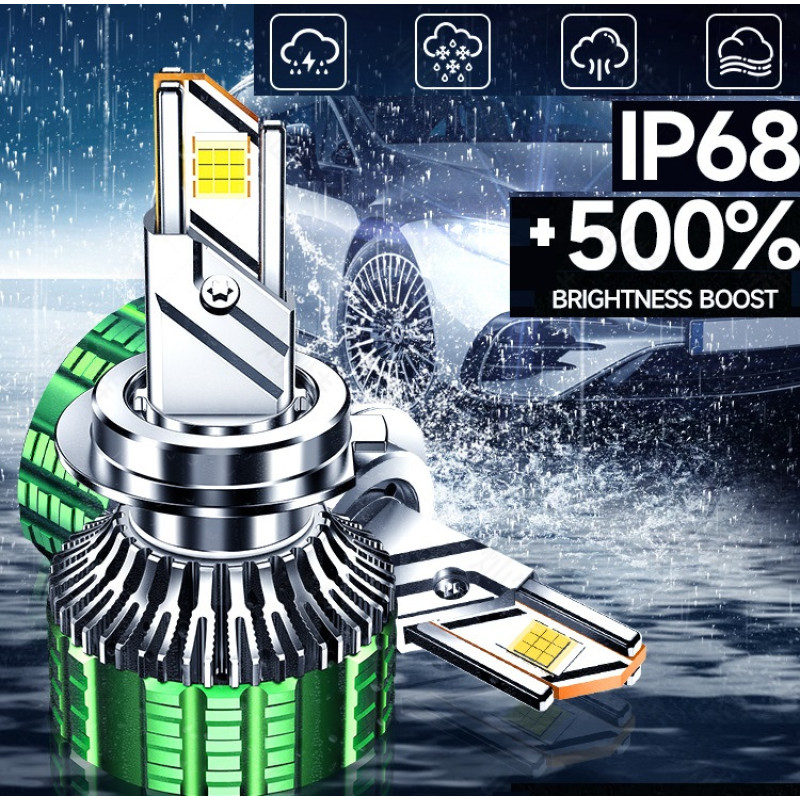 Лампа LED H1 радіатор+кулер 190w/17200lm K22 7055 Chip 6000K/IP68/12-24v(Canbus)+500%