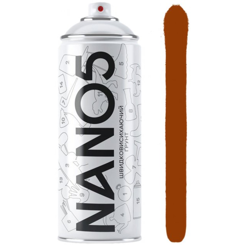 Фарба грунт червоно-коричневий 400ml "Nano5" 86585 (12шт/уп) Фарба грунт червоно-коричневий 400ml "Nano5" 86585 (12шт/уп)
