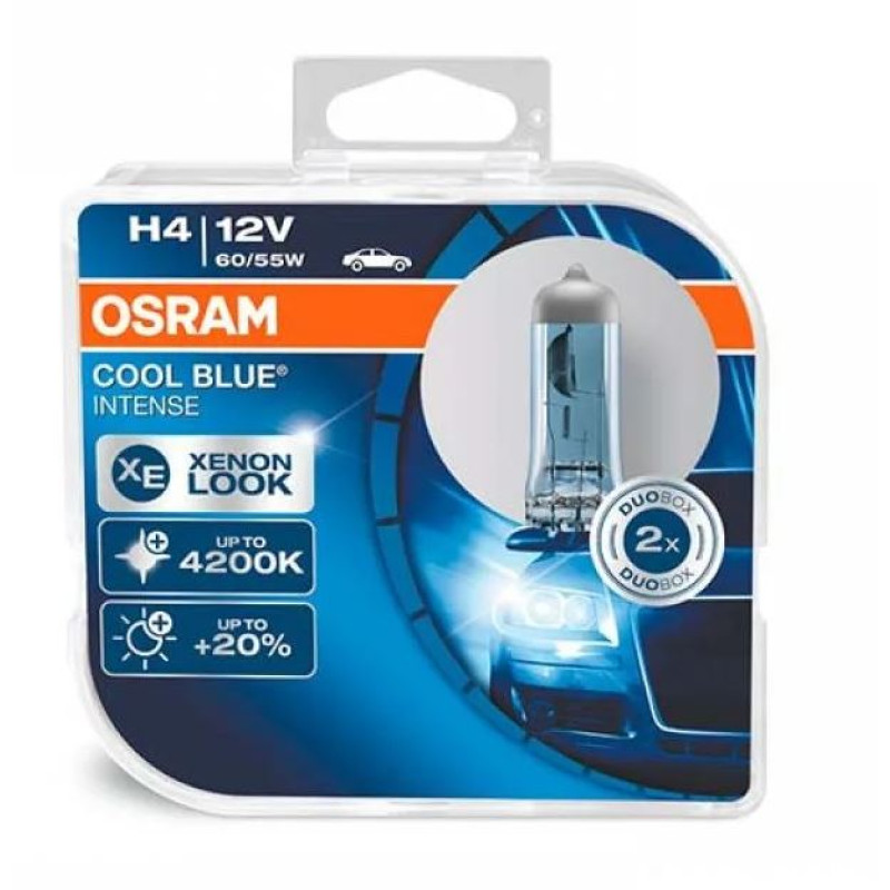 Лампа 12V H4 60/55W 4200K +20% Cool Blue "Osram" (Box-2шт) (64193CBI-HCB BOX) (синя уп) АКЦІЯ