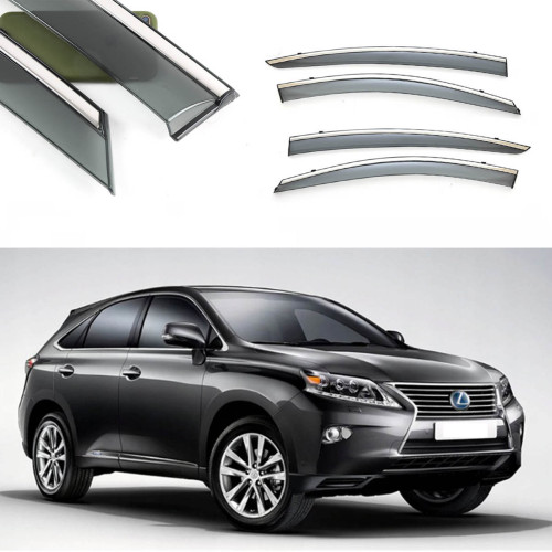 Дефлектори вікон Lexus RX 350/RX270 2010-2015- скотч"FLY"(нержавійка 3D)BLXRX1023-W/S121-122