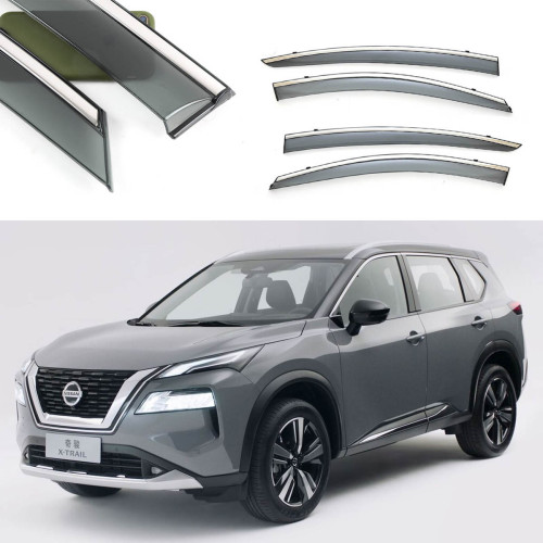 Дефлектори вікон Nissan X-Trail (T-33) 2021- скотч"FLY"(нержавійка 3D) BNSXT2123-W/S(31-32)