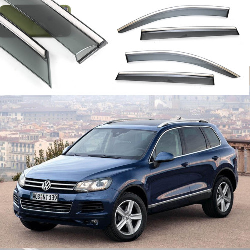 Дефлектори вікон Volkswagen Touareg 2010-   (Молдин з нержавіючої сталі)