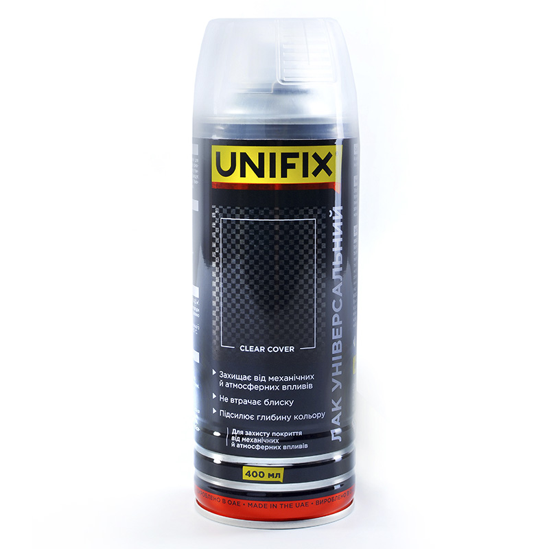 Фарба лак  400ml "Unifix" безбарвний глянець 951005 (12шт/уп)