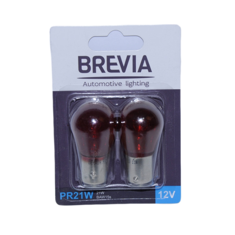 Лампа 12V (цок.BAW15s RED) P21W "Brevia" (12326B2) блістер 2шт. Лампа 12V (цок.BAW15s RED) P21W "Brevia" (12326B2) блістер 2шт.