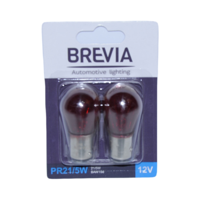Лампа 12V (цок.BAW15s RED) P21/5W "Brevia" (12327B2) блістер 2шт.