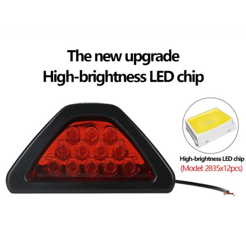 LED задній ліхтар-стоп для авто та мото, трикутний, червона лінза