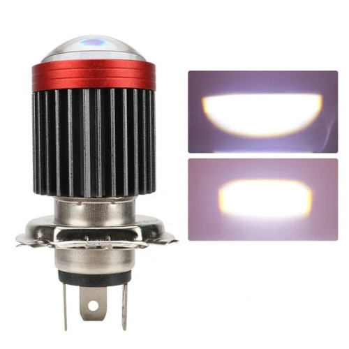 LED лампа, подвійна лінза CSP H4, для мотоцикла, White, IP65, 12000LM