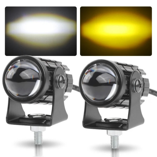 Світлодіодна мотофари 24W, 20000LM, 6000K, Білий + Жовтий, LED CSP, IP67 (пара)