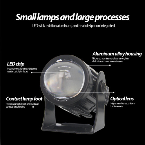Світлодіодна мотофари 24W, 20000LM, 6000K, Білий + Жовтий, LED CSP, IP67 (пара)