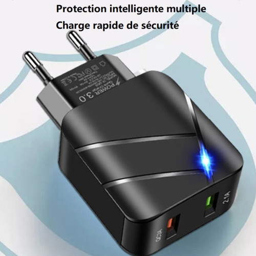 Зарядний пристрій 28W, швидка зарядка QC 3,0 Type C + 2 USB (Чорна / Біла)