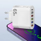 Зарядний пристрій 65W, 3.5A 6 в 1 5USB 1PD / QC3.0 Білий. ТОП