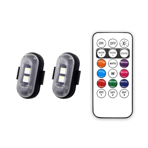 LED стробоскоп для авто/мото, 8 кольорів, дистанційний, комплект