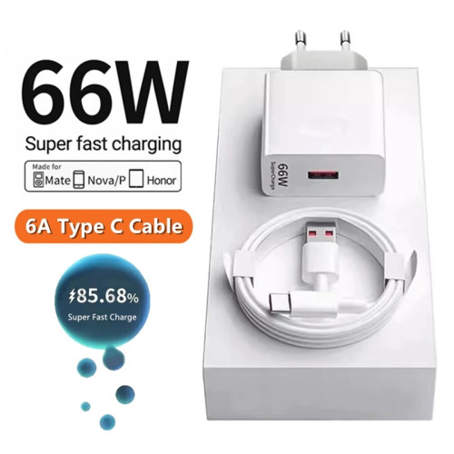 Зарядка для смартфона 66W 6A + кабель USB Type C