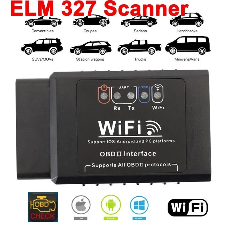 Сканер для авто OBD2, WIFI, ELM327 1.5  iPhone IOS/Android