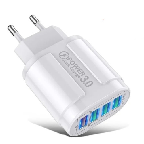 Зарядний пристрій 48W QC3.0 Quick Charger 4USB, White
