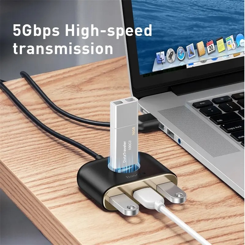 USB 3.0 Hub 4 Baseus Adapter USB3.0х1 та USB2.0х3