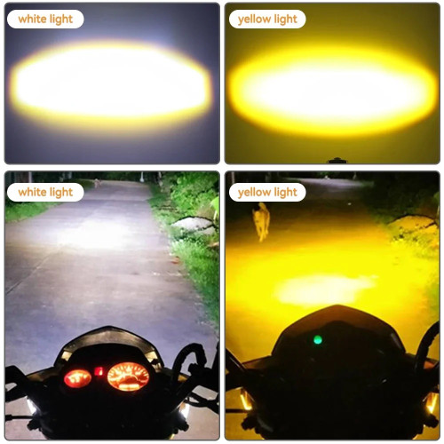 Світлодіодна мотофара 12W, 10000LM, 6000K, Білий + Жовтий, LED CSP, IP67