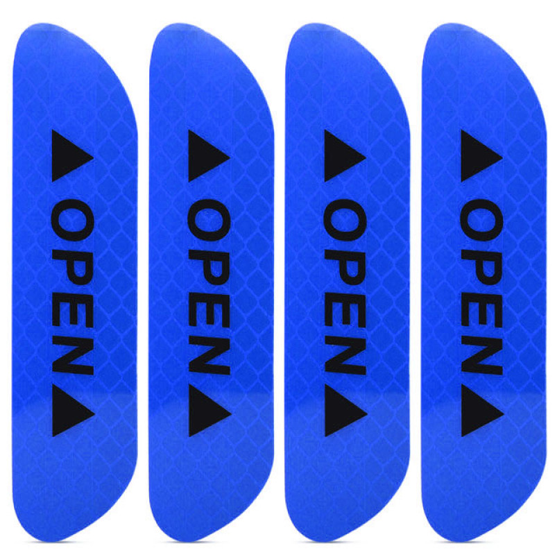 Світловідбивна наклейка для автомобіля на двері "OPEN" Синій (4 шт)