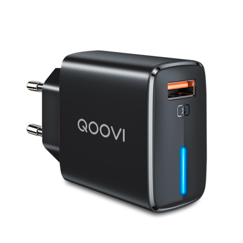 Зарядний пристрій 18W QOOVI з індикатором Quick Charge 3.0 1USB Швидка зарядка для телефону