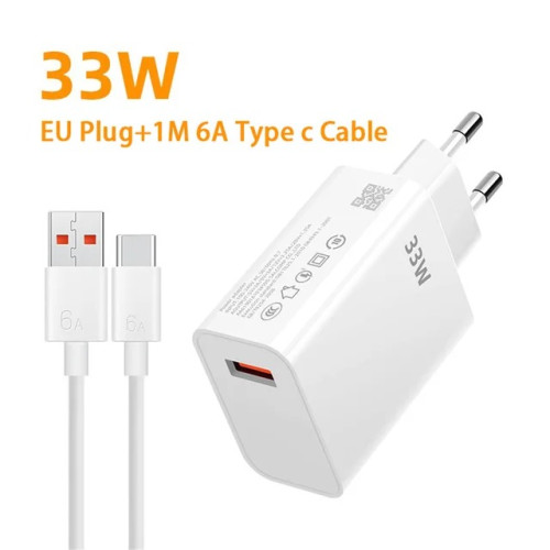 Зарядний блок 33W QC, 6A, USB зарядне + Type-C кабель 1м