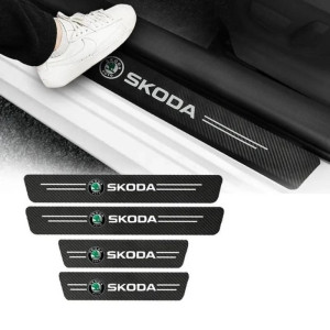 Плівка захисна на пороги Skoda – Карбон 4D (набір 4 шт)