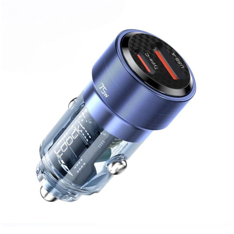 Автомобільний зарядний пристрій 75W типу C+A, швидка зарядка авто, Toocki 75W  Quick Charge 4.0